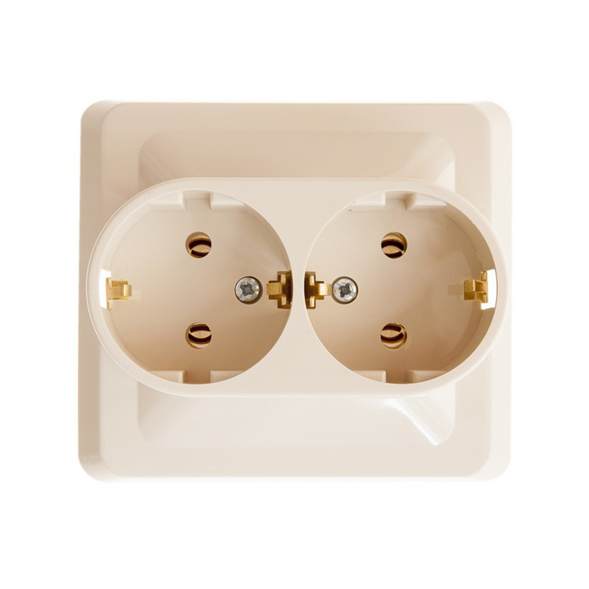 Розетка "этюд" 2-х местн. с заземл. 16а, кремовый (1/15/90) "schneider"