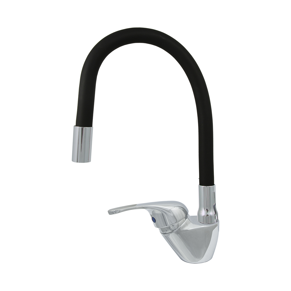 Смеситель для кухни "престиж" цс-см 27/22г d40 м42 гибкий силикон. излив (черный) (1/10)