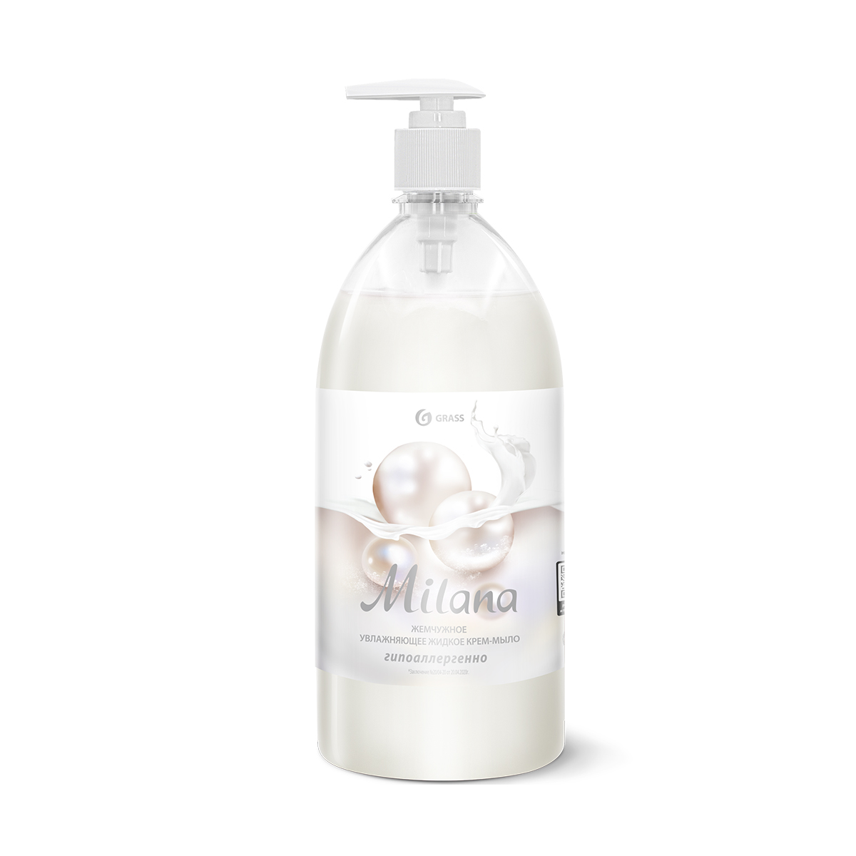 Жидкое крем-мыло "milana" (жемчужное) 1 л с дозатором (1/6) "grass"