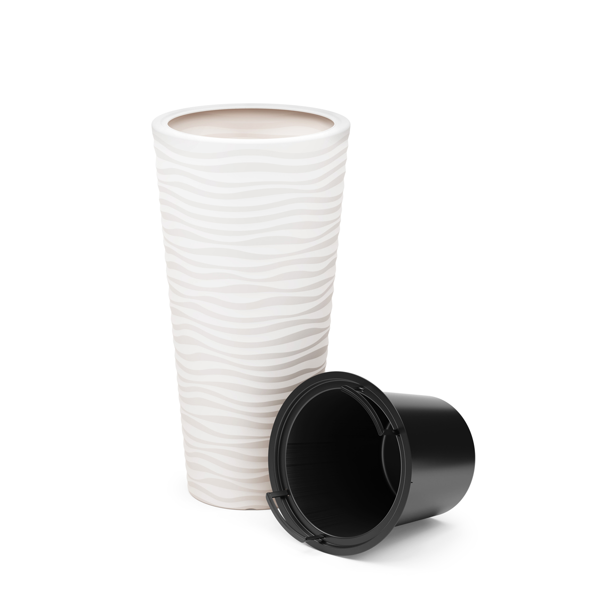 Кашпо для цветов напольное "оазис" 43 л со вставкой 10 л (белое) (1/2) "альтернатива" м8078