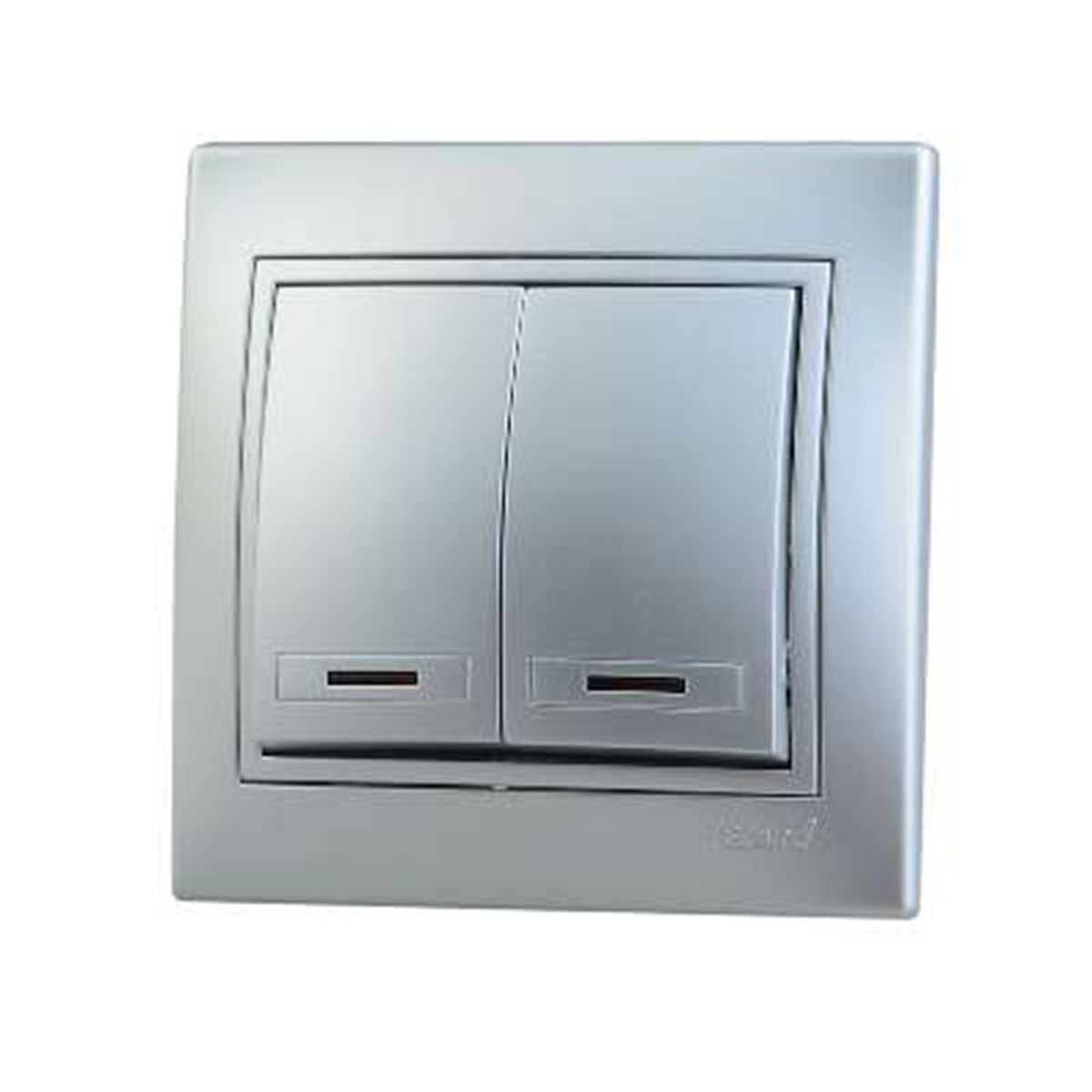 Выключатель "mira" 2-х кл. с индикатором, серый металлик (1/10/120) "lezard" 701-1010-112