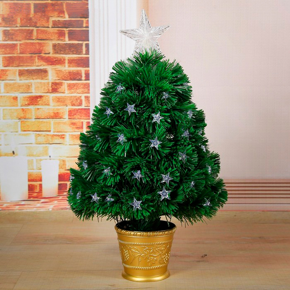 Ель декор. фиброоптич. t797v12-60  60 см, 55 веток (зеленая) "зимнее волшебство" 703961