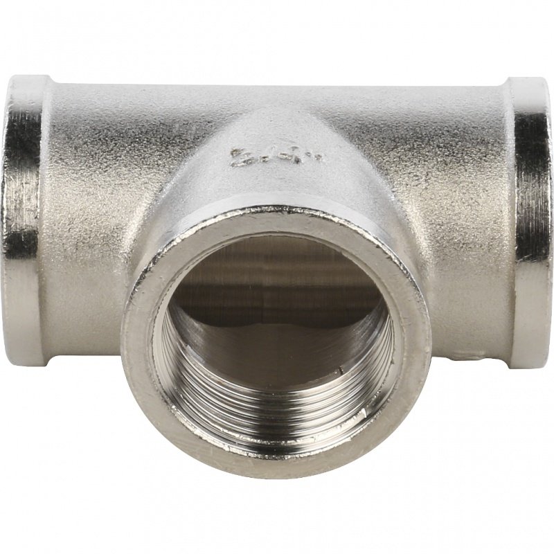 Тройник резьбовой ВР 3/4" никель STOUT