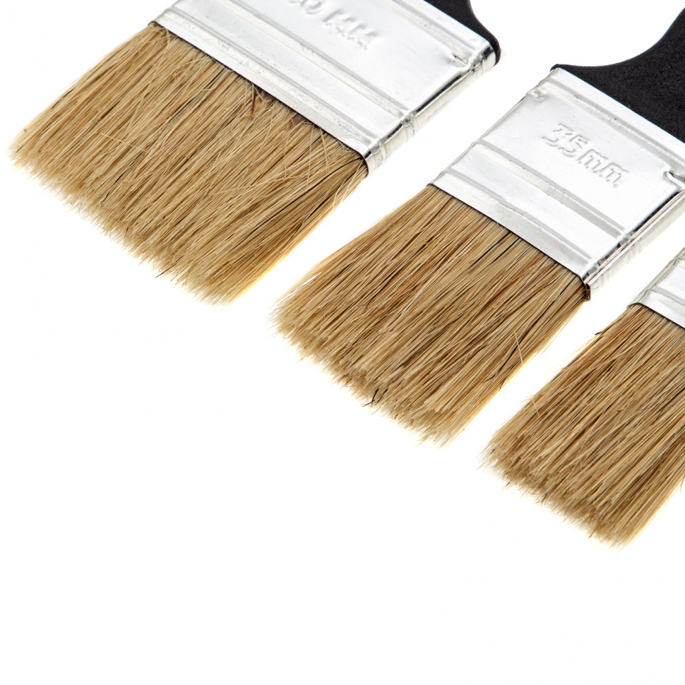 Набор кистей флейцевых 3 шт. (25 мм, 35 мм, 50 мм), натуральная щетина, пластиковая ручка Сибртех (82507)