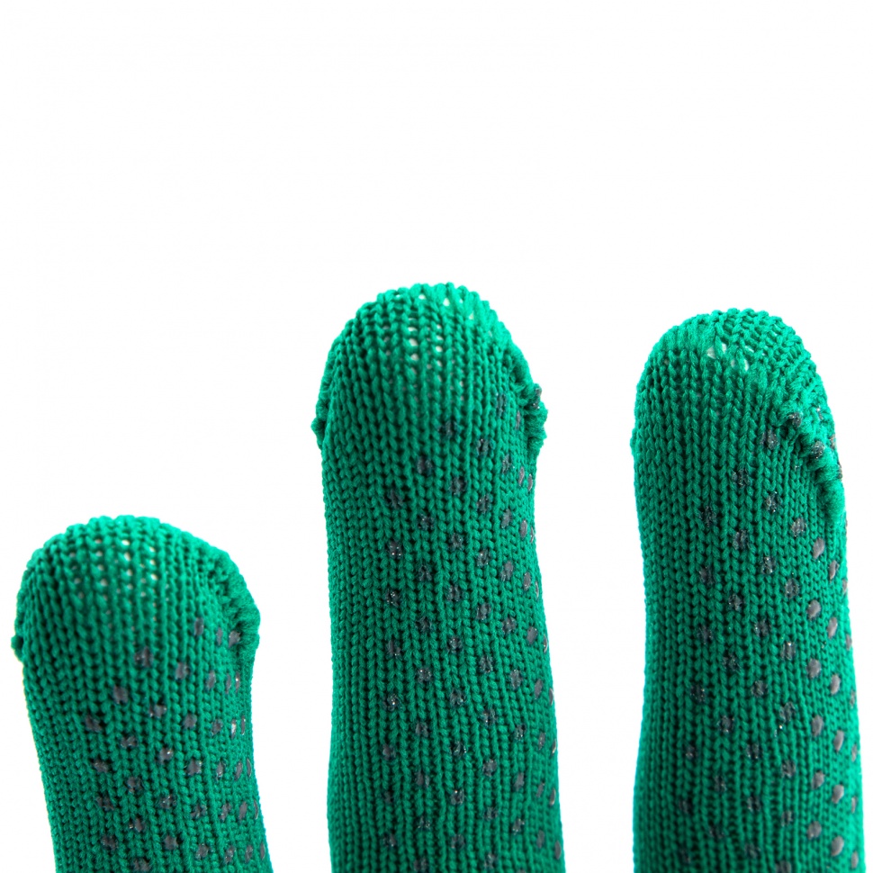 Перчатки Нейлон, ПВХ точка, 13 класс, цвет изумрудный, L (67828)