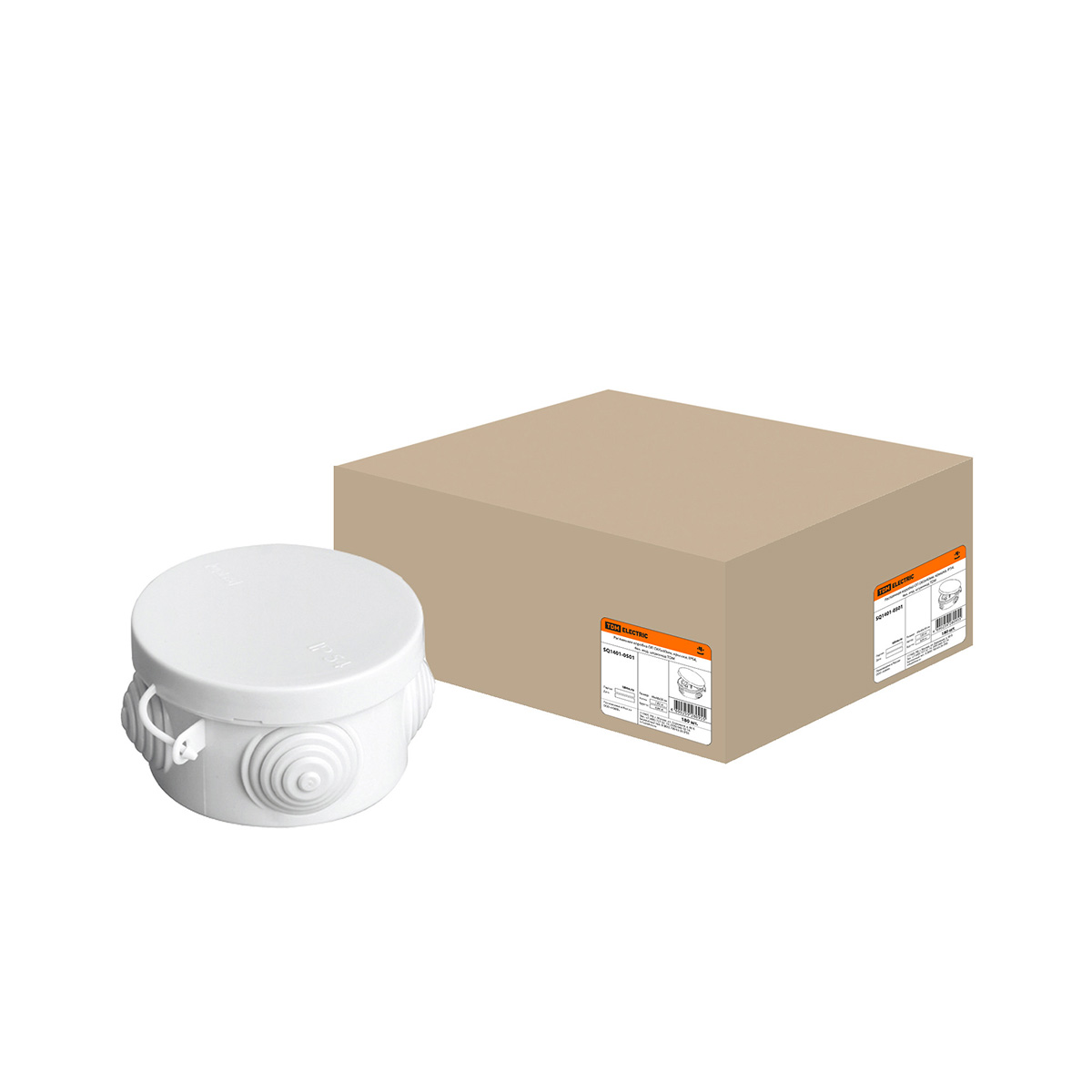 Коробка распаячная открыт. уст. оп d=65*40 мм, ip54, с крышкой (4 ввода) (1/180) tdm sq1401-0501