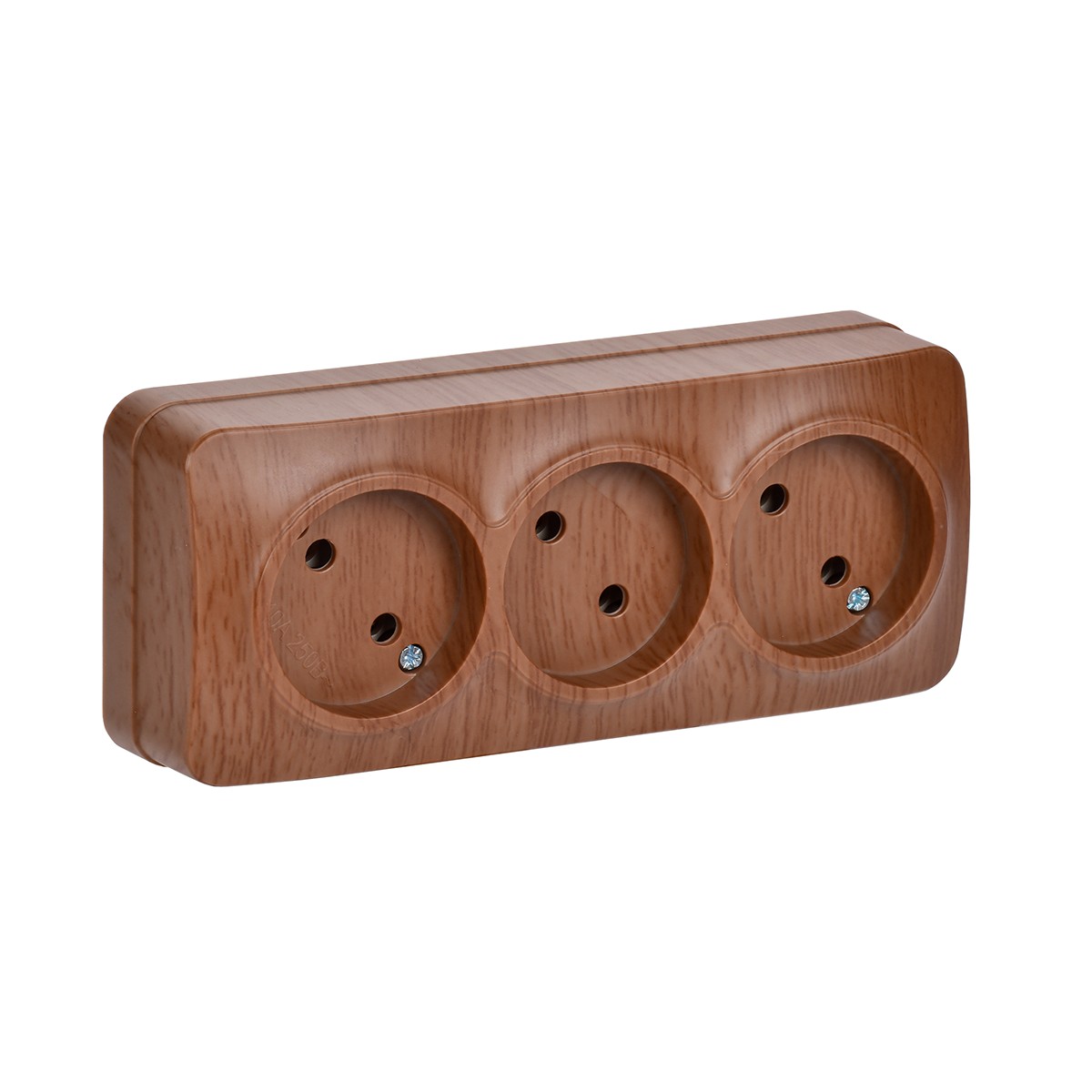 Розетка открыт. уст. "glory" 3-х местн. рс23-2-хд, 10а, дуб (1/24/288) "iek"