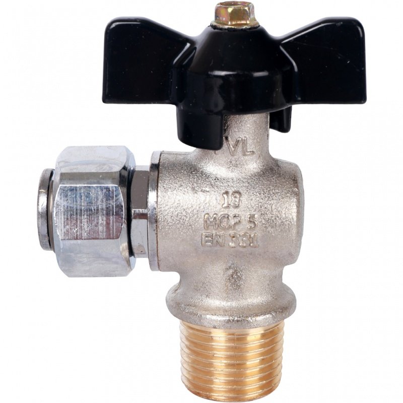 Кран шаровый STOUT ВН 1/2" угловой с накидной гайкой