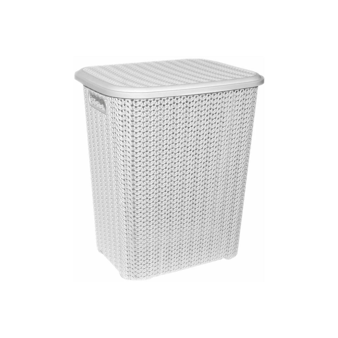 Корзина для белья прямоуг. 60 л "вязь" (белая) с крышкой (1/8) "виолет"