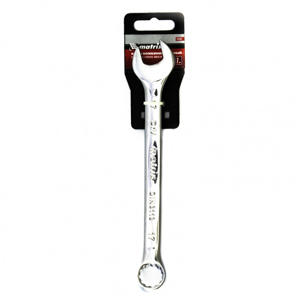 Ключ комбинированный, 17 мм, CrV, полированный хром Matrix (15161)