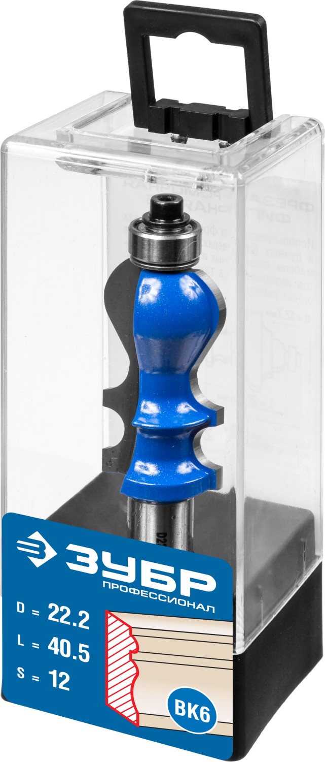 ЗУБР 22.2 x 41 мм, хвостовик 12 мм, фреза кромочная фигурная №2, Профессионал (28713-22.2)