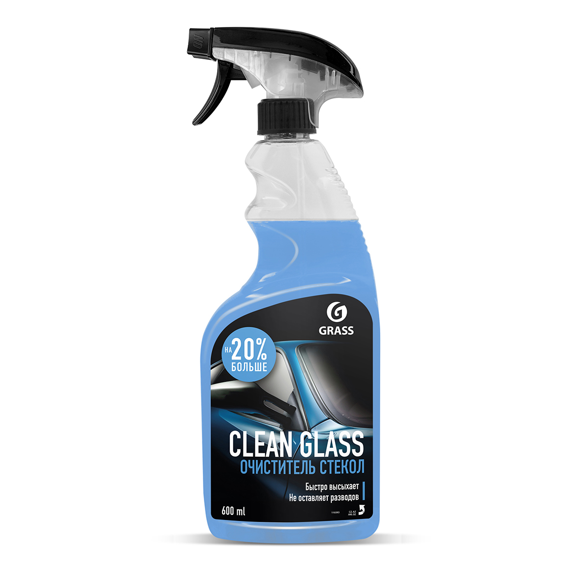 Средство для мытья стекол и зеркал "clean glass"  0,6 л (1/6)  "grass"