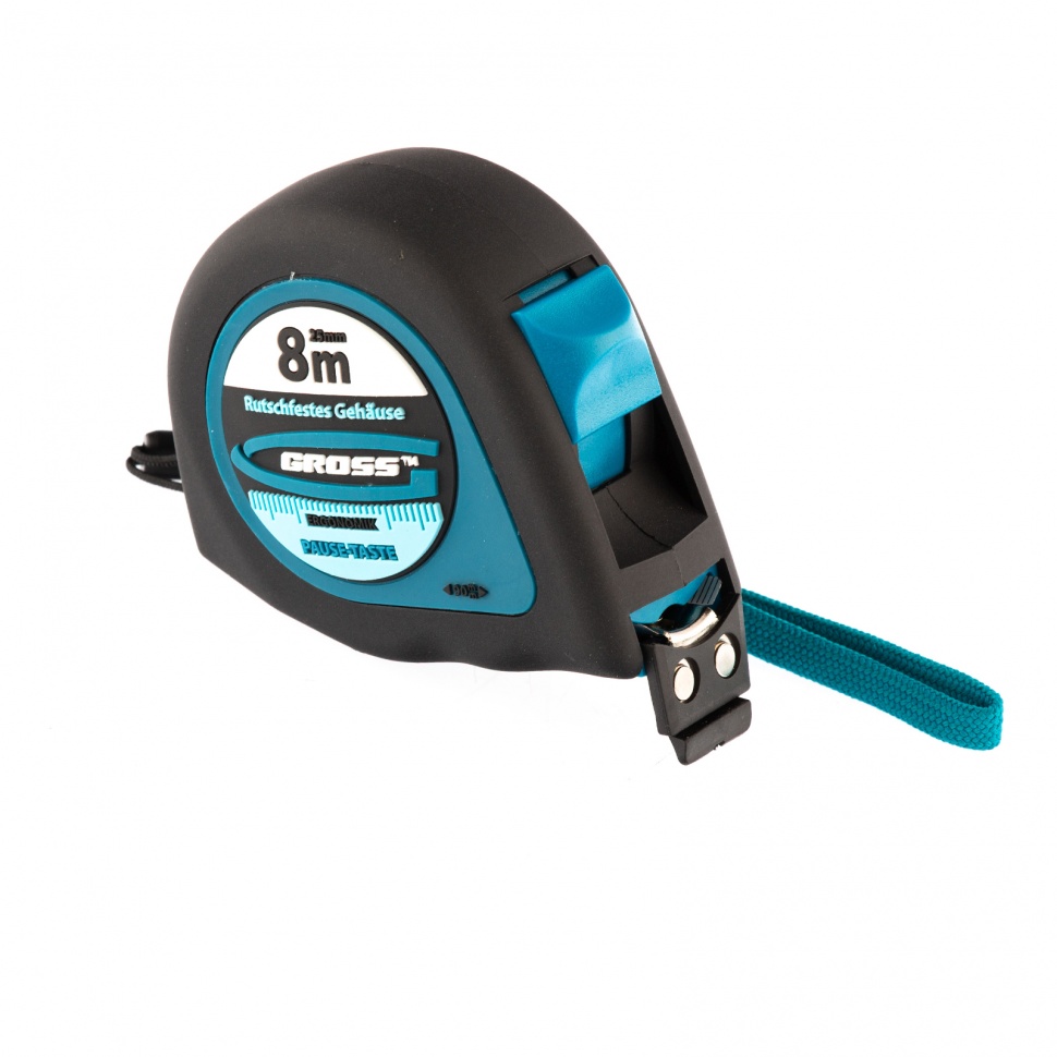Рулетка "Ergonomisch", 8 м x 25 мм, магнитный обрезиненный зацеп Gross (31104)