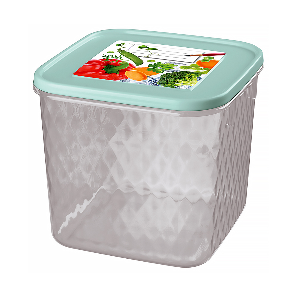 Контейнер для замораживания "кристалл" 1,8 л (светло-голубой) с декором (1/24) "бытпласт"