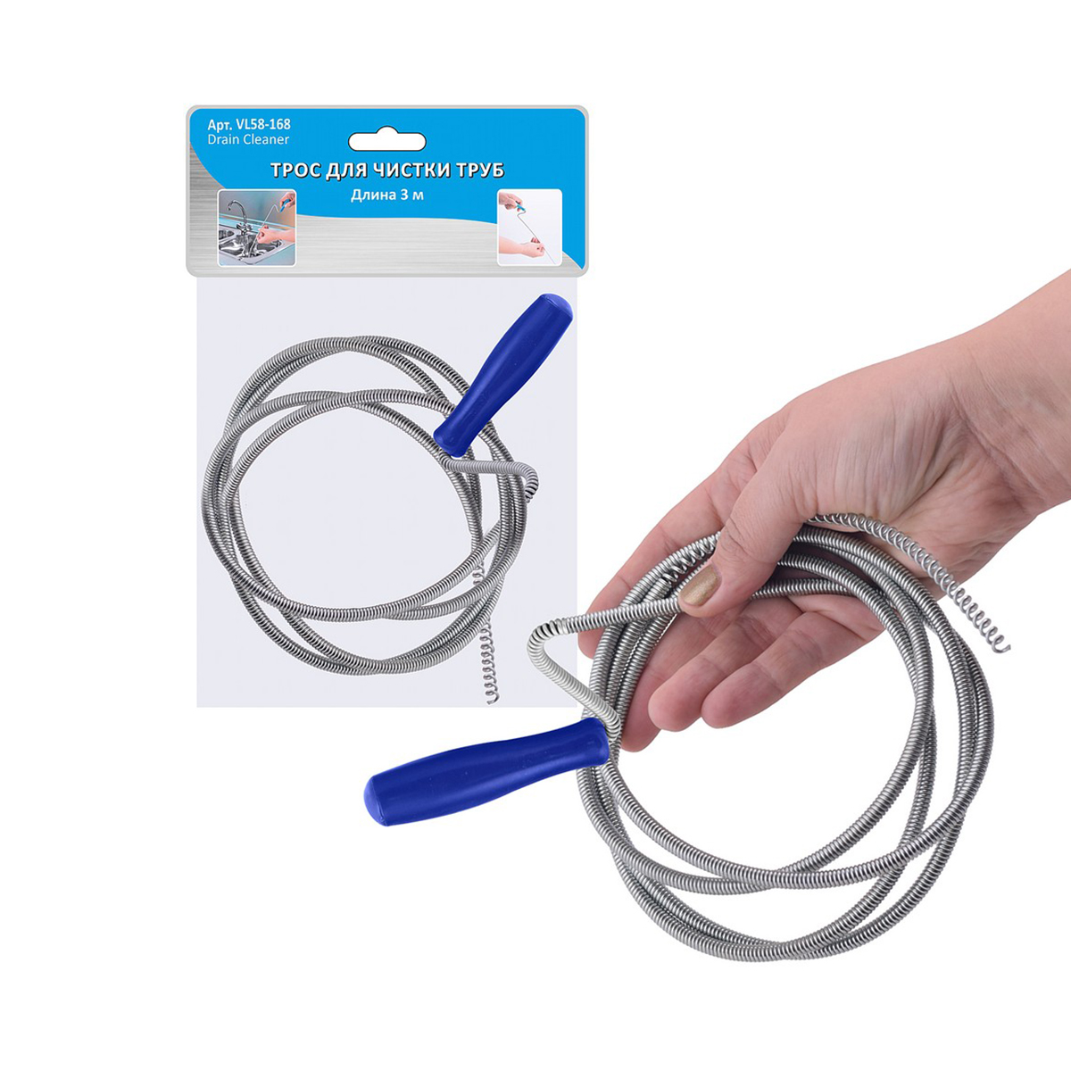 Трос сантехнический 3 м (1/6/48) "мультидом" vl58-168