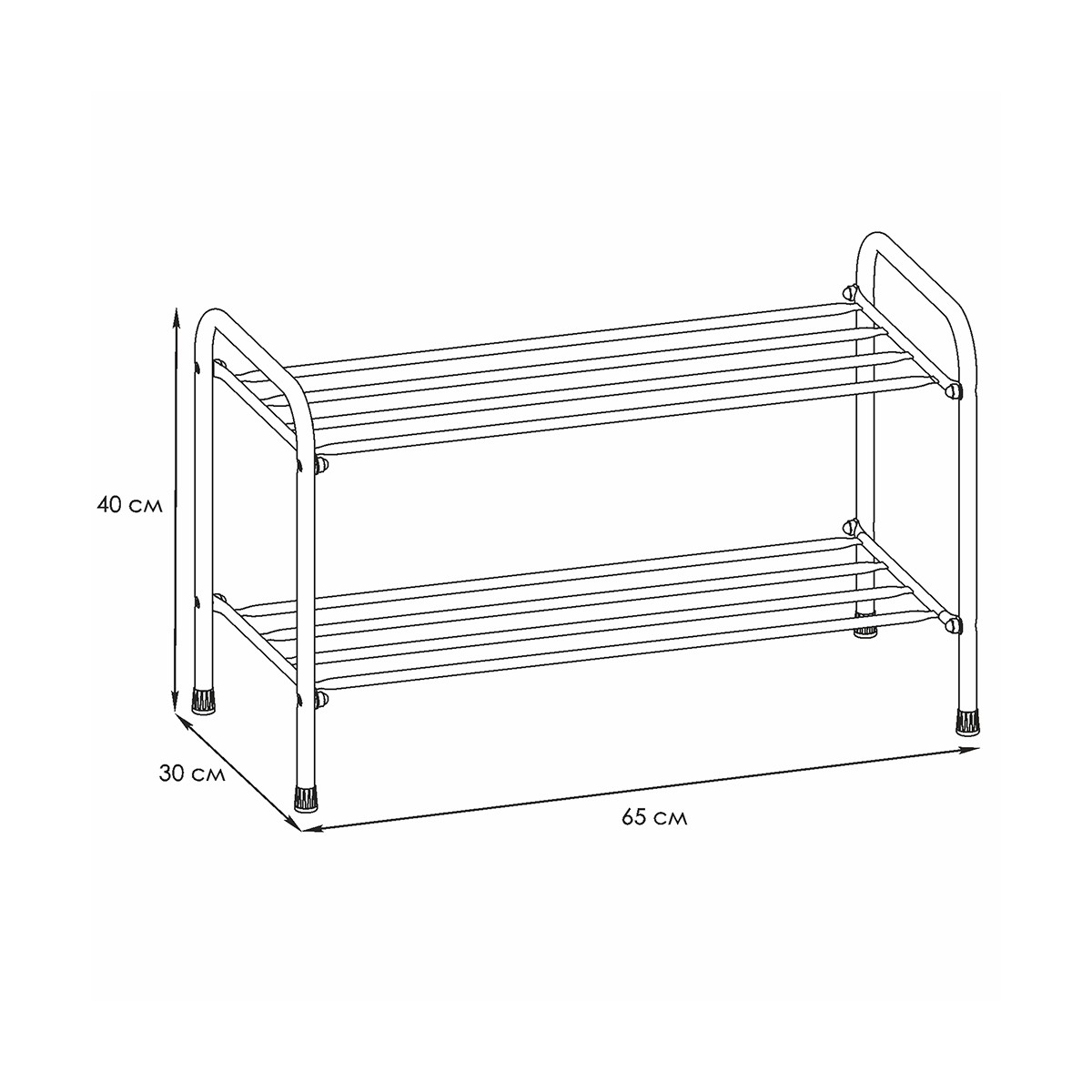 Подставка для обуви "альфа 22" 2 полки (650*300*400 мм) черный (1) пдоа22 ч