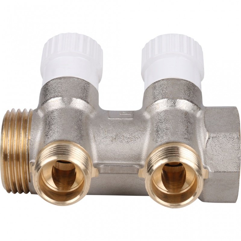 Коллектор 1" STOUT с вентилями на 2 выхода 1/2"