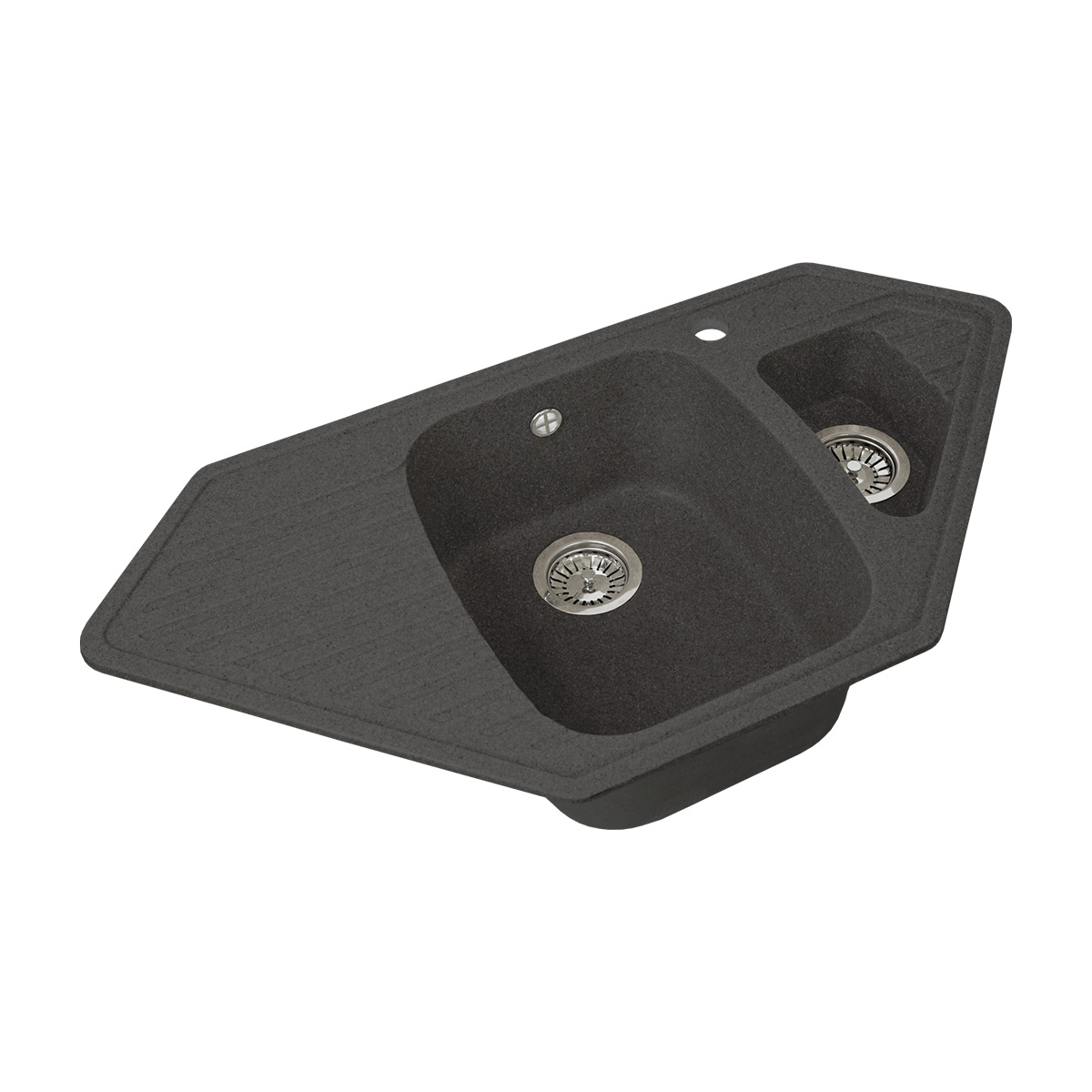 Мойка для кухни врезная искуств. камень gs-10k-308 угловая двойная 965*495 мм черная "granstones"