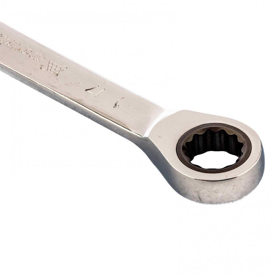 Ключ накидной трещоточный, 17 х 19 мм, CrV, зеркальный хром Matrix (14515)