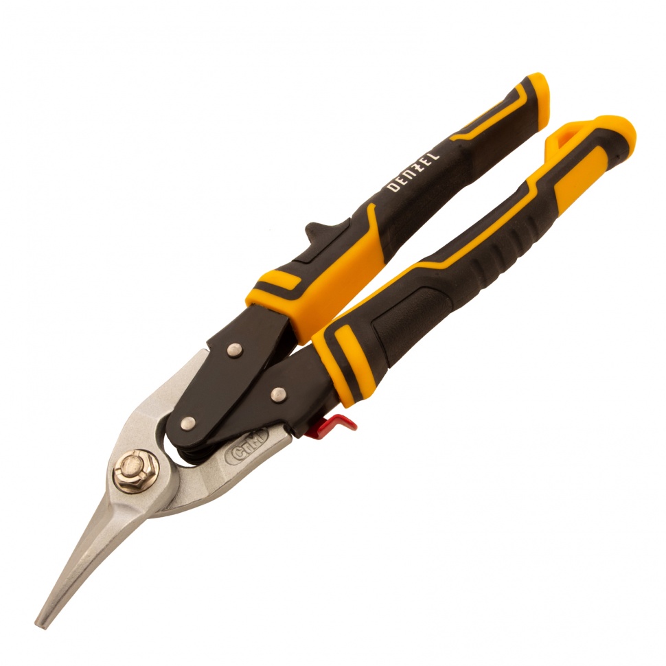 Ножницы по металлу, 270 мм, прямой и левый рез, сталь-СrMo, трехкомпонентные рукоятки Denzel (78372)