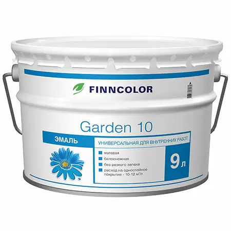 FINNCOLOR GARDEN 10 эмаль алкидная, универсальная, для внутренних работ, матовая, база A (9л)