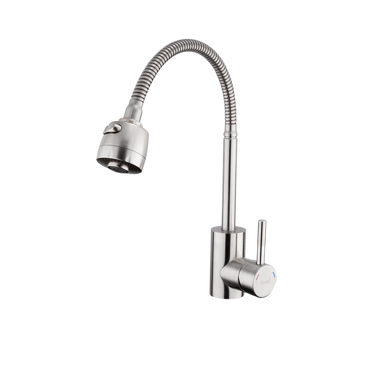 Смеситель для кухни f44899-1 высокий повротн. излив (нерж.сталь), сатин (1/10) "frap"