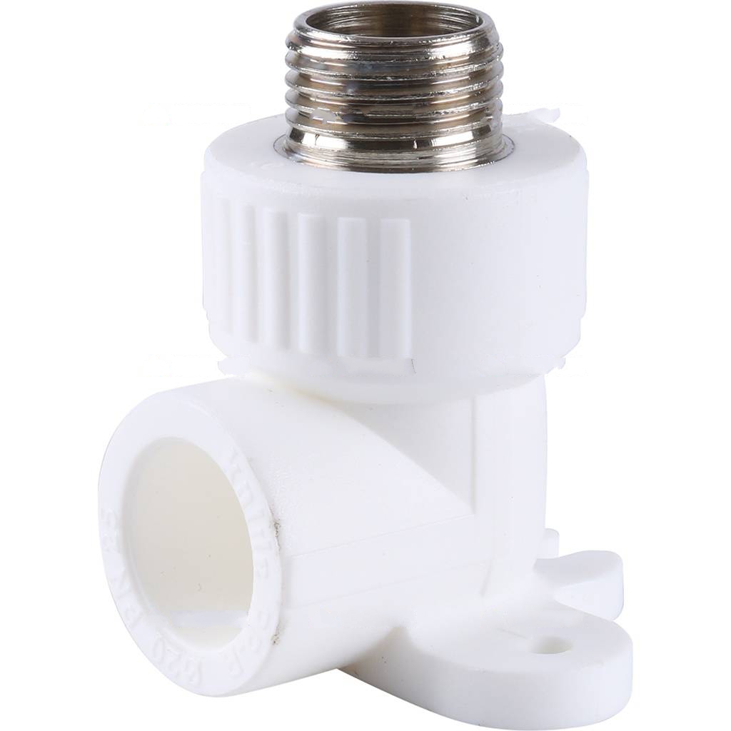 Угольник переходной KALDE 90° НР 20 х 1/2" с креплением к стене белый