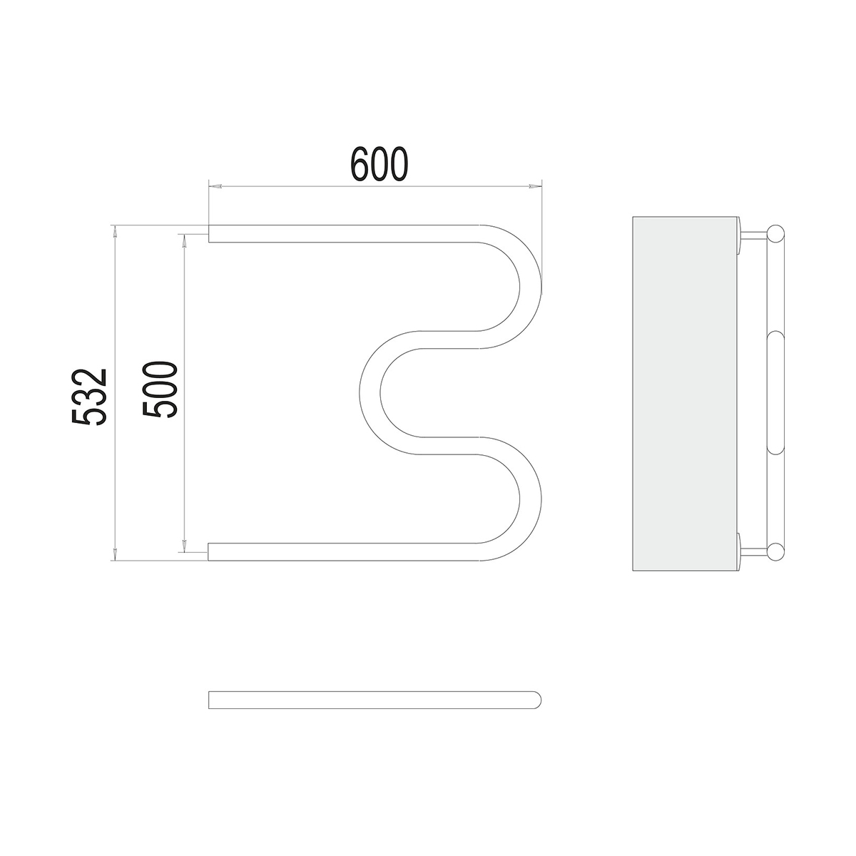 Полотенцесушитель водяной "aisi" м-образный 500*600 (хром) "terminus"