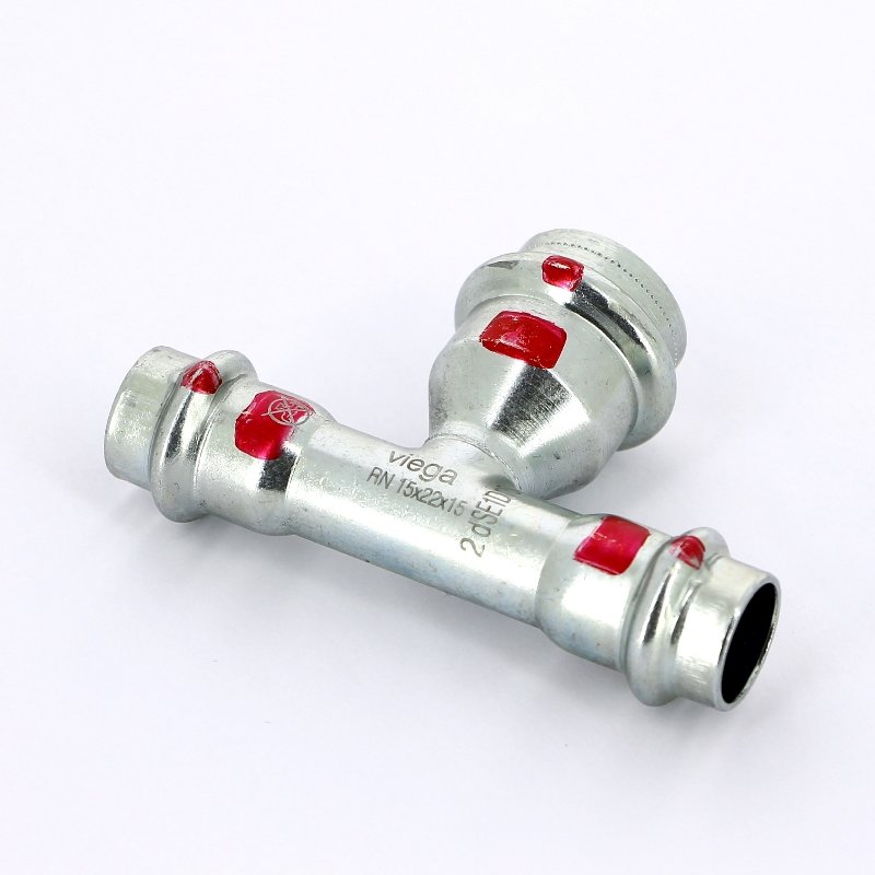 Тройник пресс 15x22x15 оцинкованная сталь Prestabo VIEGA