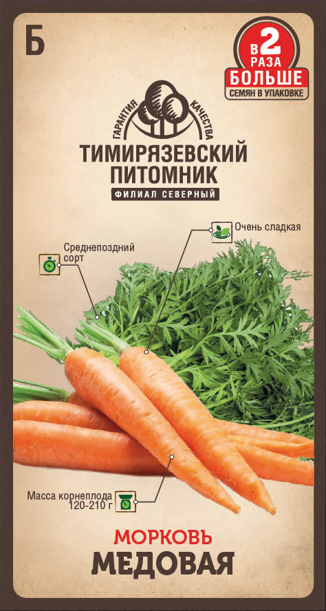 Семена морковь "медовая" 4 г (10) "тимирязевский питомник"