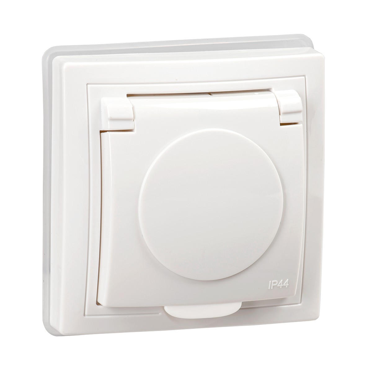 Розетка "kvarta" 1 местн. с заземл, с шторк, с крышкой рсбш10-3-кб-44, 16а, белый (1/8/160) "iek"