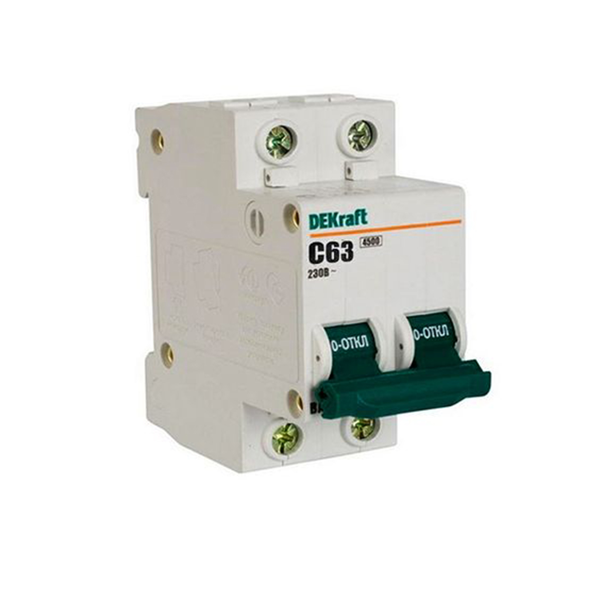 Выключатель автомат. ва-101 2р 63а 4,5ка тип с (1/6/72) "dekraft"