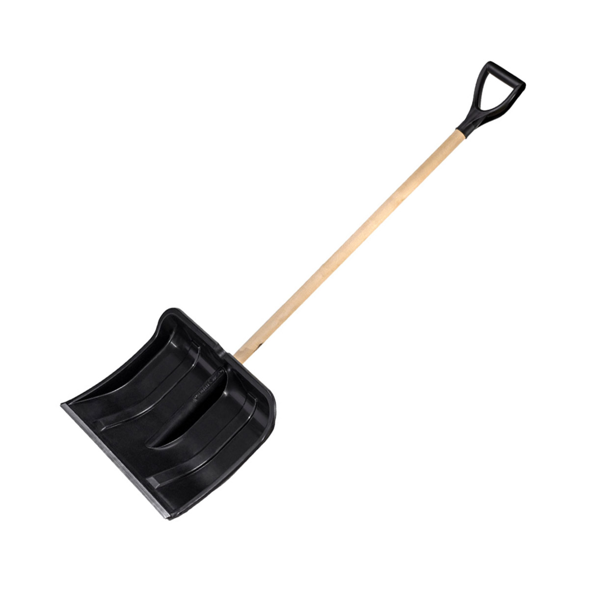 Лопата снег. пласт. "богатырь" 500 х 375 мм (1/3) с дерев. черенком и ручкой, с мет.пластиной "цикл"
