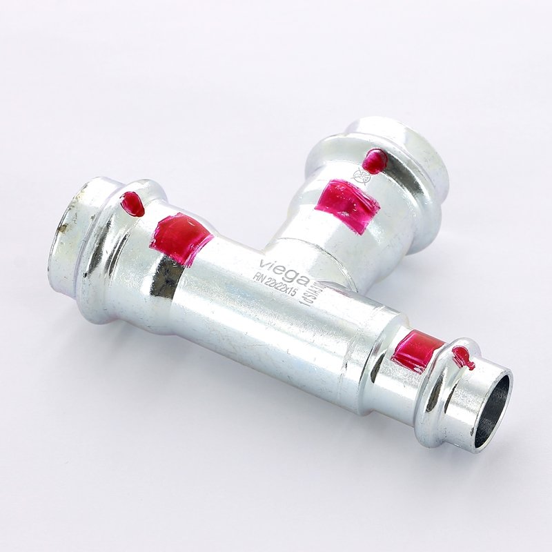 Тройник пресс 22x22x15 оцинкованная сталь Prestabo VIEGA