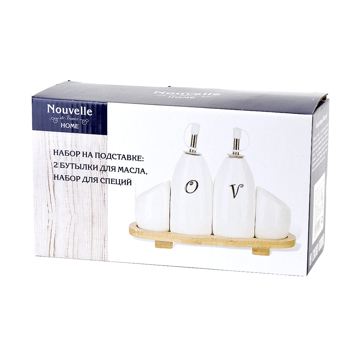 Набор на подставке (бутылки для масла и уксуса +соль/ перец) "naturel" (1/12)"nouvelle home" 2631049