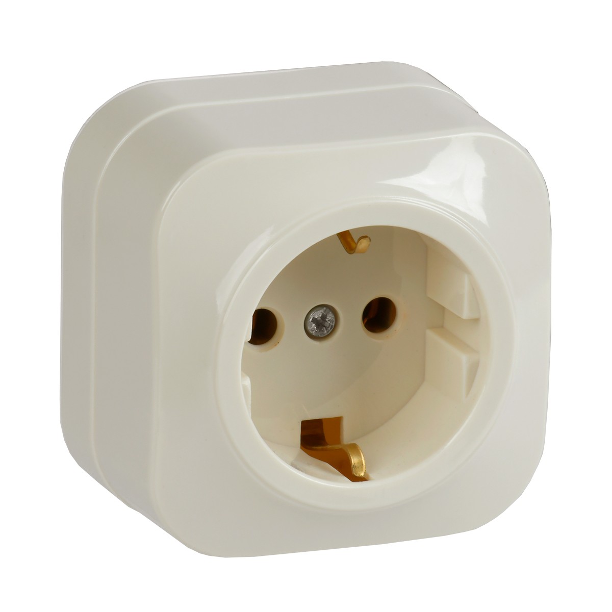 Розетка открыт. уст. "glory" 1 местн. с заземл. рс20-3-хк, 16а, кремовый (1/30/360) "iek"