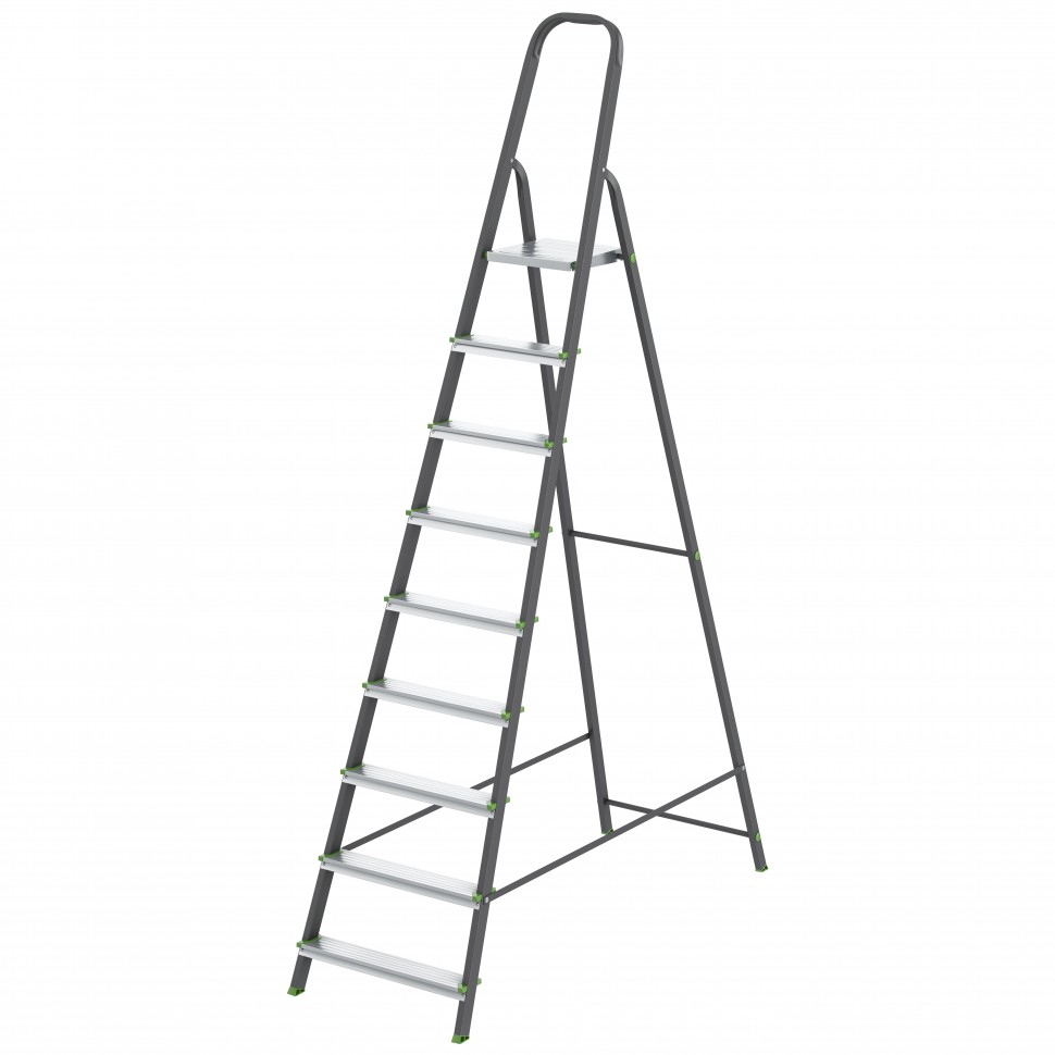 Стремянка, 9 ступеней, стальной профиль, алюминиевые ступени Сибртех (97959)