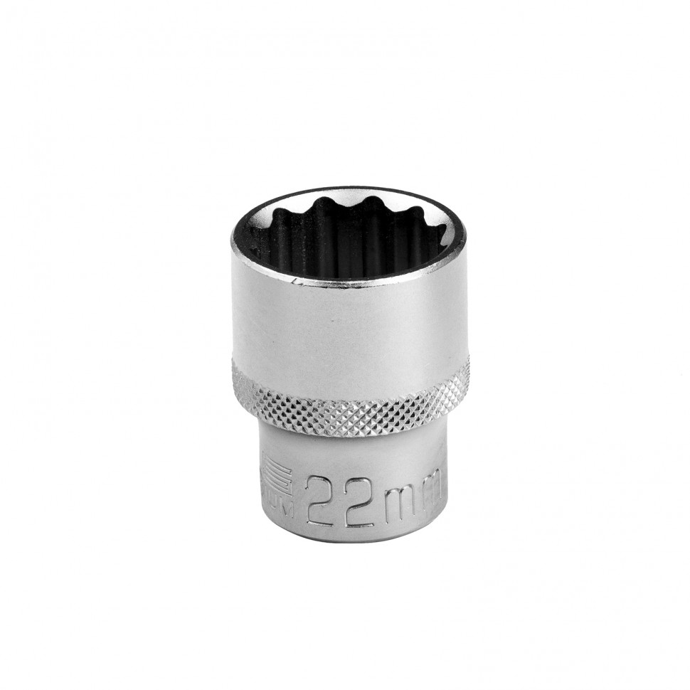 Головка торцевая, 22 мм, двенадцатигранная, CrV, под квадрат 1/2, хромированная Stels (13668)