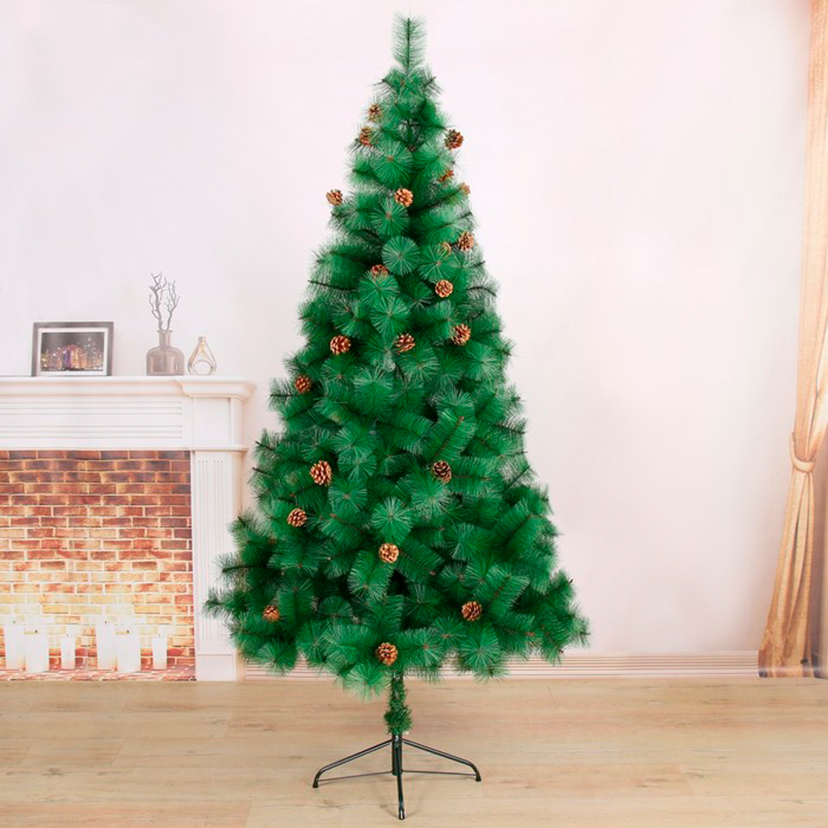 Кедр декор. с шишками 210 см, 373 ветки (зеленый) "зимнее волшебство" 701410