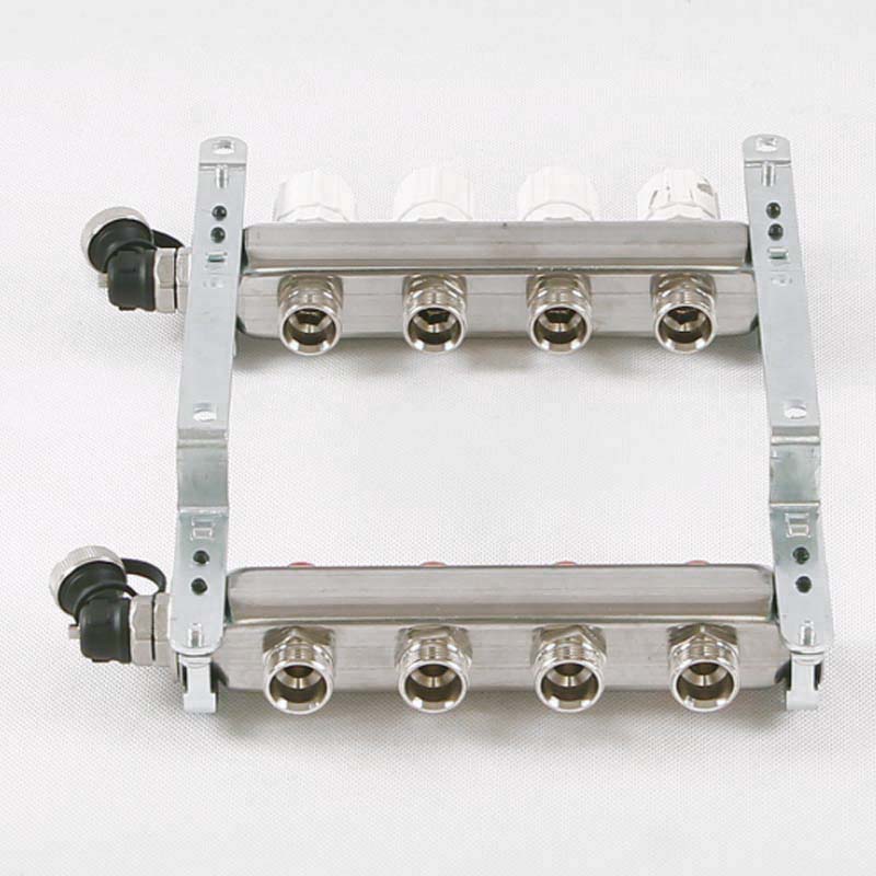 Колл. группа UNI-FITT 1"x3/4" ЕК 4 выхода с вентилями и дренажными клапанами - нерж.сталь