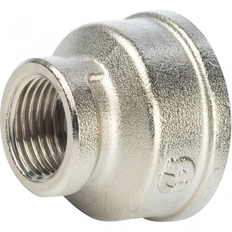 Муфта резьбовая переходная 1" x 1/2" ВР никель STOUT