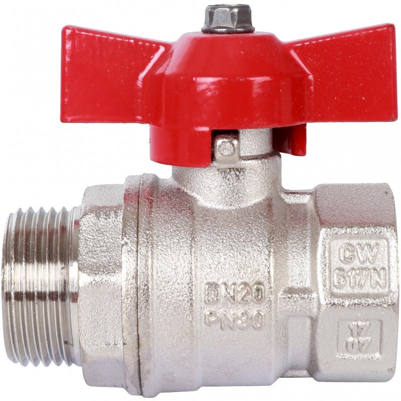 Кран шаровый STOUT ВН 3/4" стандартный проход, бабочка красная