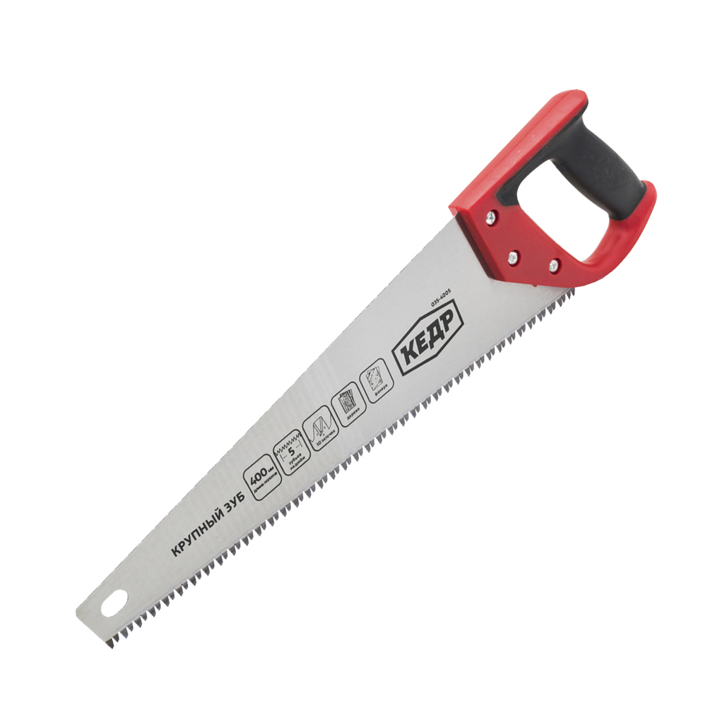 Ножовка по дереву 400 мм 3d-заточка каленая крупный зуб (1/12/48) "кедр"  035-4005