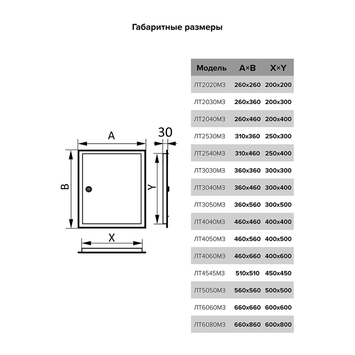 Люк-дверца ревизионная 560 х 560 мм с фланцем и замком, метал. (1/8) "evecs" лт5050мзп