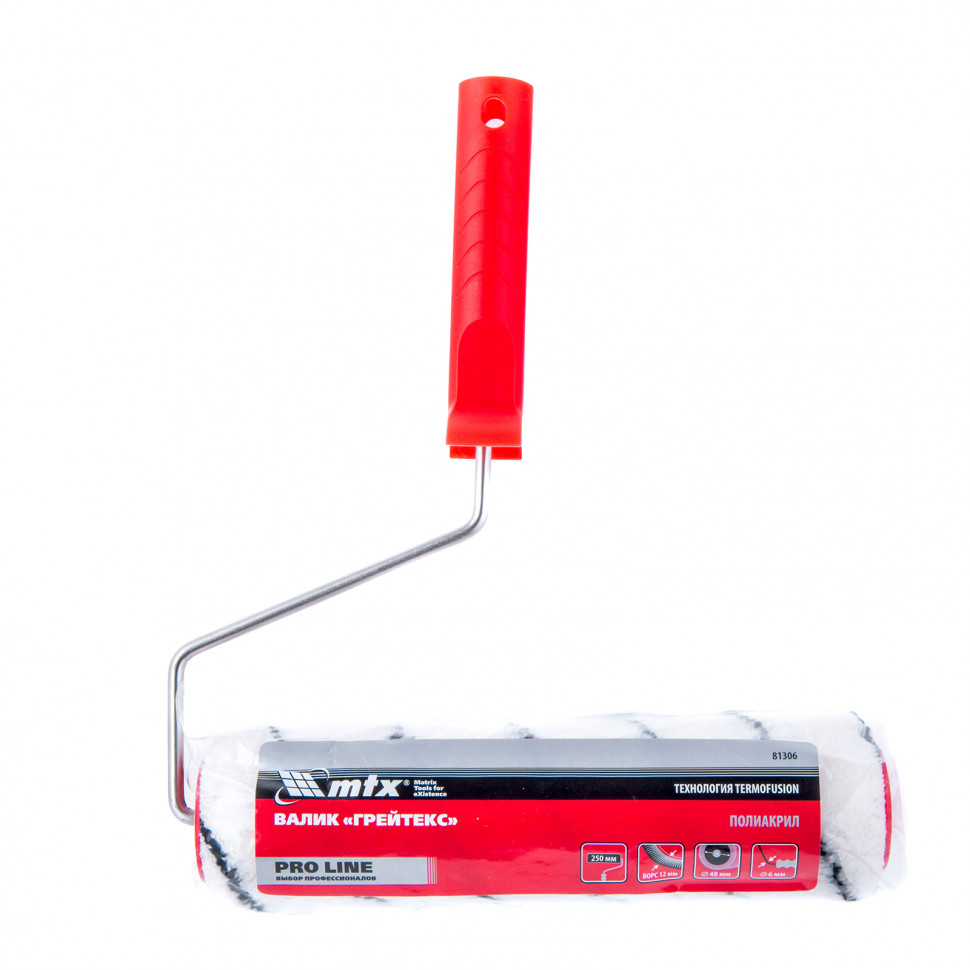 Валик "Грейтекс" Pro Line, 250 мм, ворс 12 мм, D 48 мм, D ручки 6 мм, полиакрил MTX (81306)