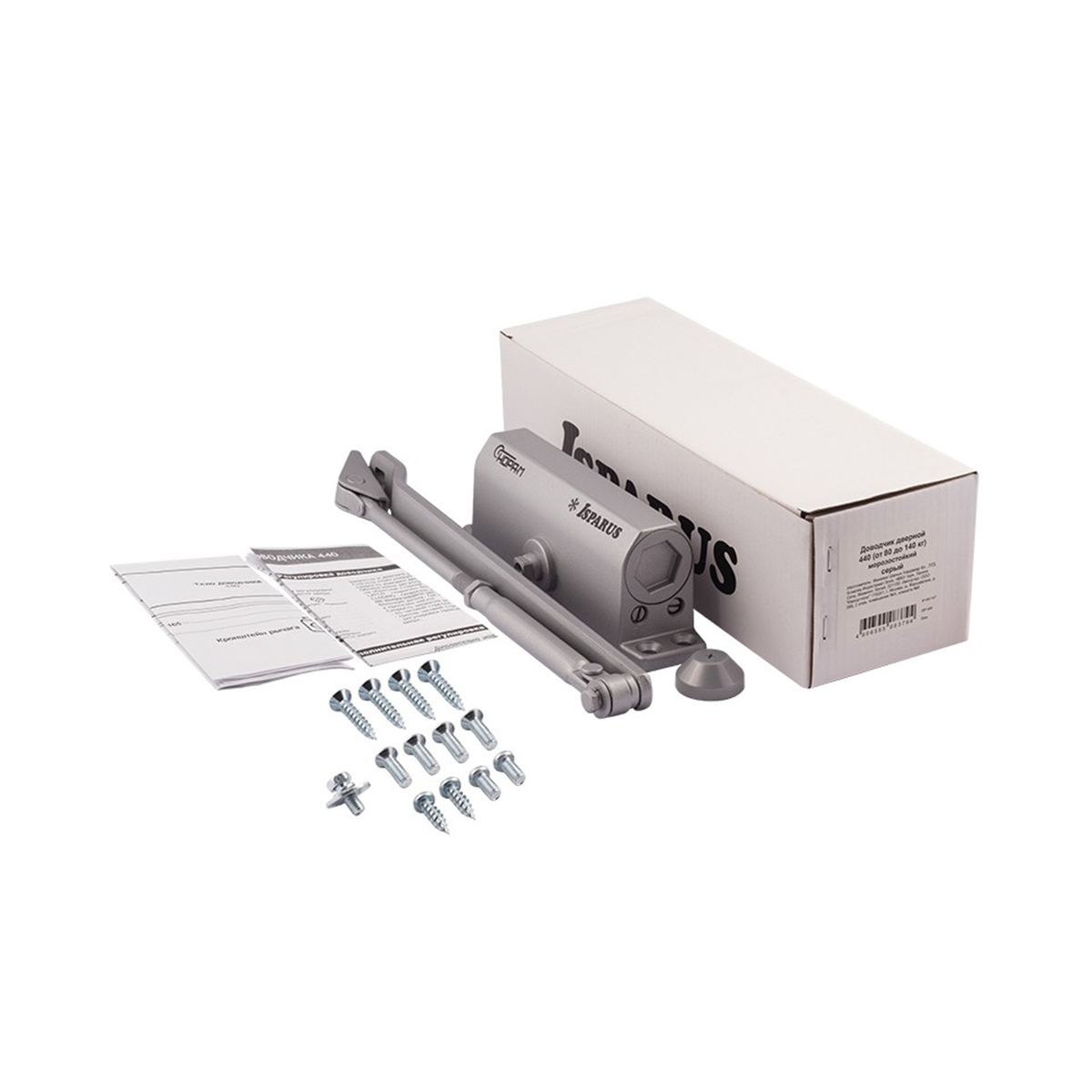 Доводчик дверной  440 isparus серый (масса двери 80-140 кг) (1/10) "нора-м"