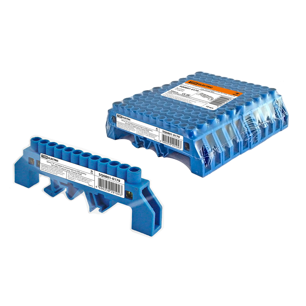 Шина "n" нулевая в изоляторе на din-рейку 8 x 12 мм 12 групп (10/300) tdm sq0801-0179