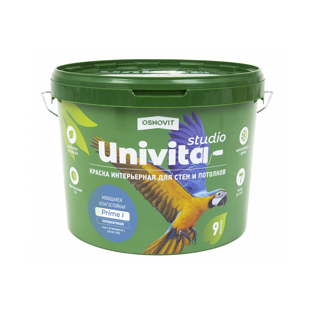 Краска в/д интерьерная моющаяся полумат. "univita studio prime i" база с 9 л (1) основит