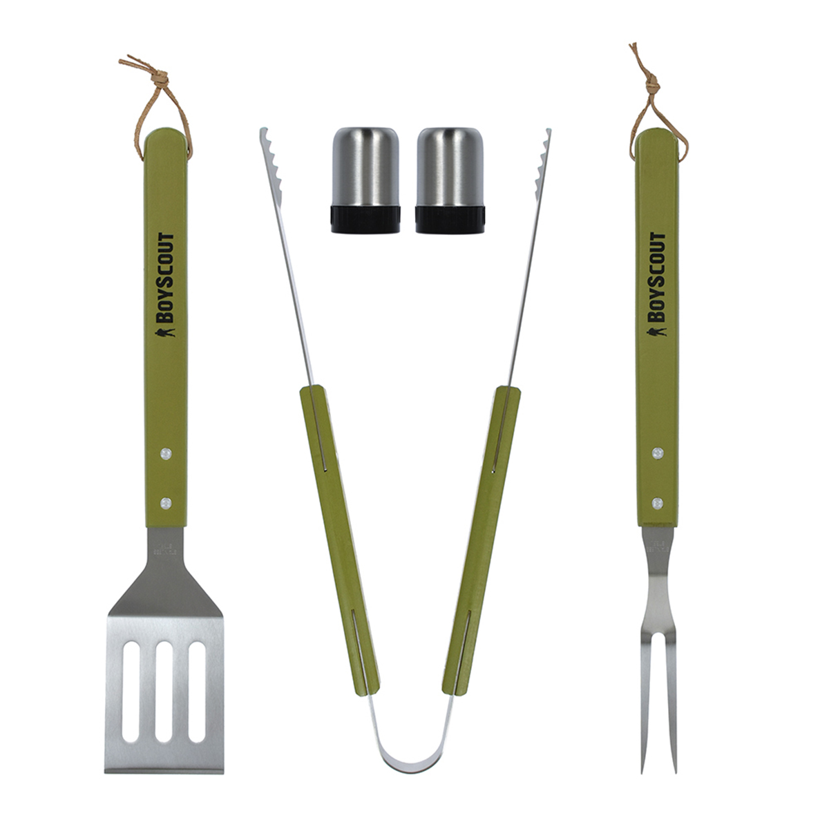 Набор для барбекю (сумка-фартук, вилка, лопатка, щипцы, солонка, перечница) (1/4) "boyscout" 61320