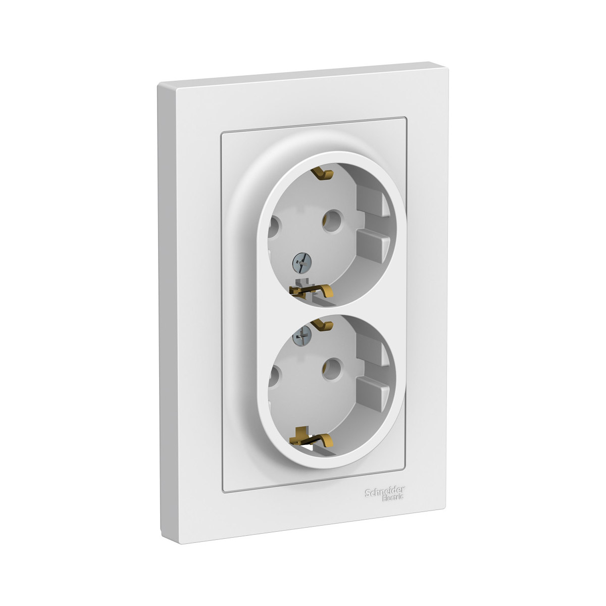 Розетка "atlasdesign" 2-х местн. с заземл. 16а, белый (1/10/60) "schneider"